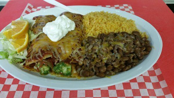 Very delicious prawns Enchiladas with homemade Red wine ranchero salsa ,marinated in an cilantro garlic pesto mmm yummy