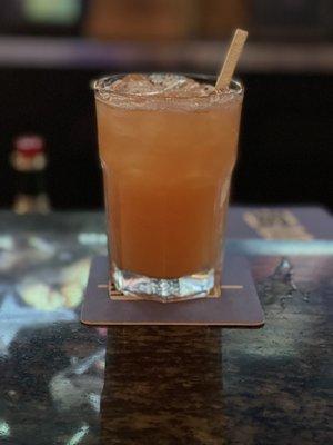 TROPICAL STORM b. Light Rum,Mango Rum,Bananna Liqueur,Orange & Pineapple Juice, Grenadine