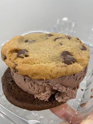 Chocolate Chip Cookie with Double Chocolate Chip Cookie chocolate Ice Cream Sandwich