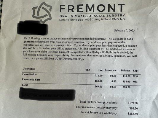 I was made to pay onsite although It's written on this estimate that I only need to pay within 30 days of the final bill.