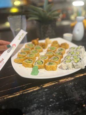 Avocado & Cucumber Rolls tempura fries and regular