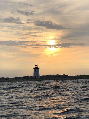 Sailing at sunset.