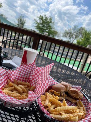 Slider burgers on the patio