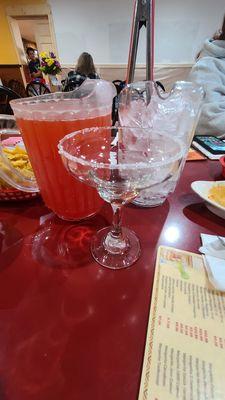 Pitcher of peach margaritas. Pitcher of ice on the side!