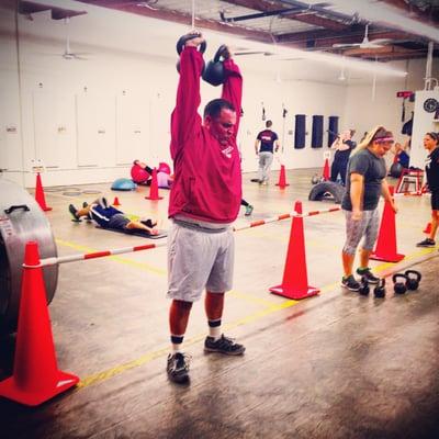 Sergio killing the kettlebell thrusters at La Habra CrossFit (operating out of Live Fit Wellness Center)