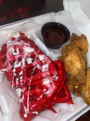 Red Velvet Waffles & Chicken