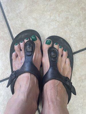 May pedicure Emerald green. Perfect