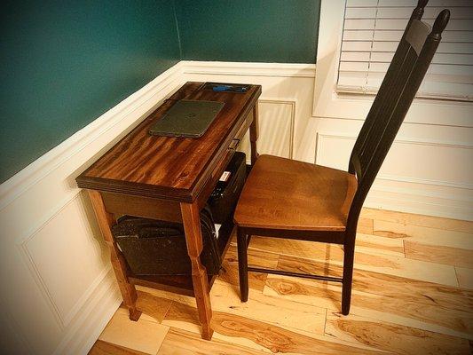 Custom desk project. Built with solid African Mahogany and Peruvian Walnut lumber.