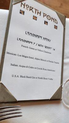 Lemonade menu