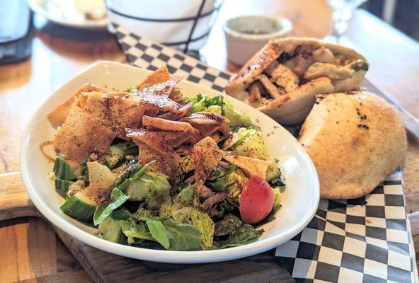 Chicken shawarma wrap & fattoush salad