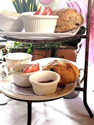 The scones!! Cranberry orange and the orange jam. Nothing compares!!