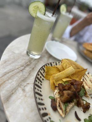 Cucumber refresher + Pork belly sandwich