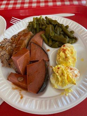 Bar-B-Q Baloney Plate Beef Brisket Plate Deviled Eggs