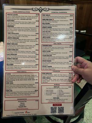 Menu side 1