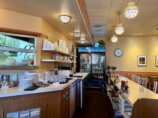 Other end of the counter (my favorite place to sit and watch the kitchen work hard)