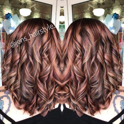 Balayage lowlights with shadow root