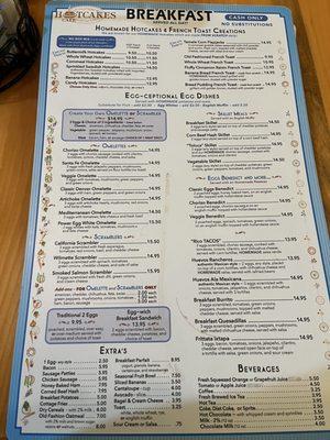 Breakfast menu