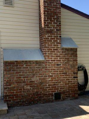 Bluestone on both sides of fireplace shelf