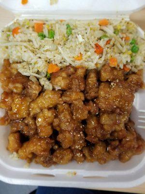 Sesame chicken with sub fried rice