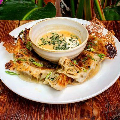 Thai Shrimp and Chicken Dumplings with Lemongrass Tom Yum Dip