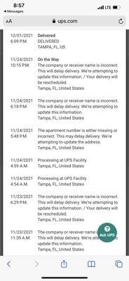 Delivery timeline