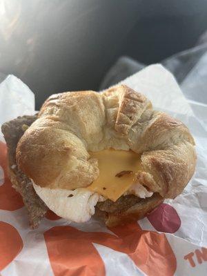 Turkey sausage, egg & cheese on a Croissant