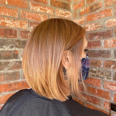 Rose gold bevelled bob.