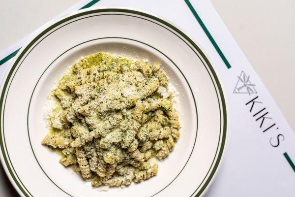 Cannolicchi Pesto: zucchini, basil, parmesan, lemon, pine nuts