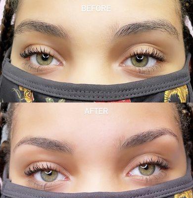 Before and after: Brow wax and shape up