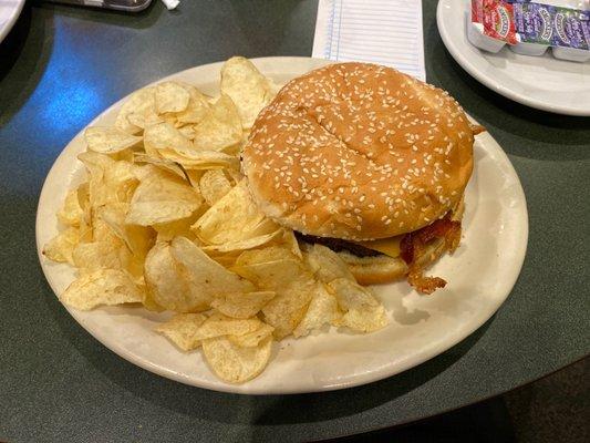 Egg burger and chips