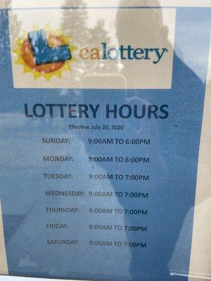 Lottery hours