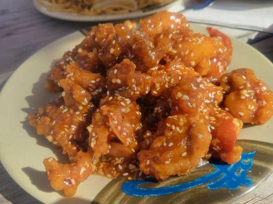 Sesame chicken - really crispy when ordered fresh...even with all of the sauce.