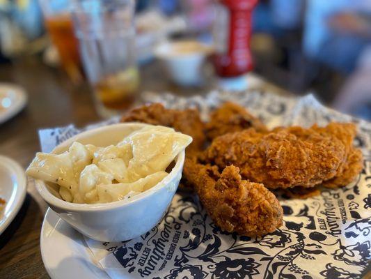 Southern Fried Chicken was bland, and the chicken was dry.