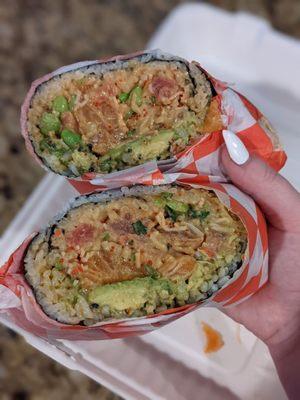 Giant, well made sushi burritos!