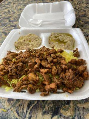 Yafa chicken and rice platter