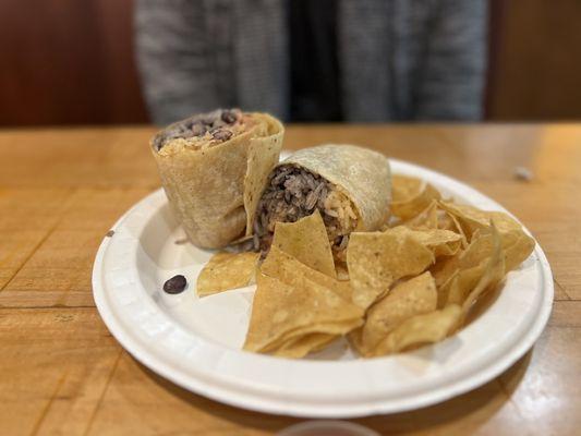 Carne asada and shrimp burrito