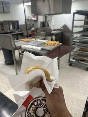 Freshly made doughnuts.