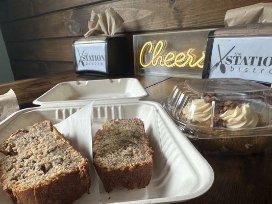 Banana bread and pumpkin roll