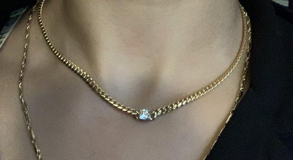 Cuban link chain with half carat diamond