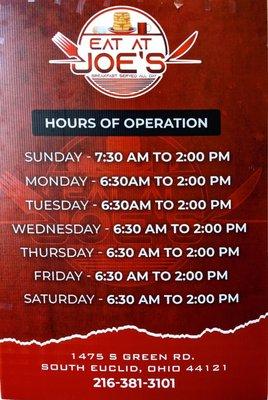 Hours of operation