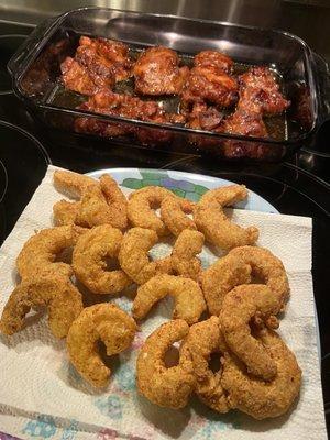 Fried shrimp I made out of their jumbo shrimp.