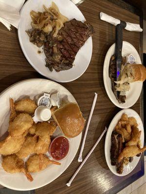 Steak night Thursday first plates They did have BIG shrimp