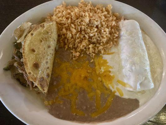 Brisket Taco & Chicken Enchilada