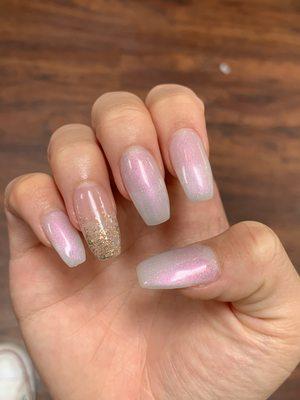 Gel powder glitter nails