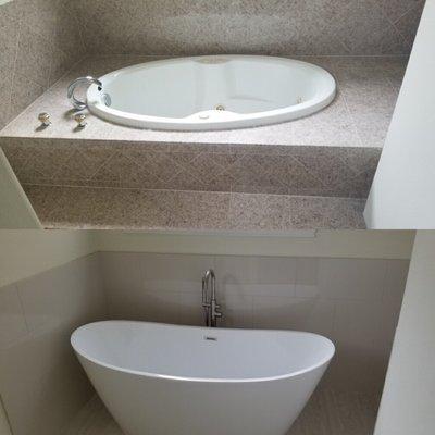 Before and after of bath remodel