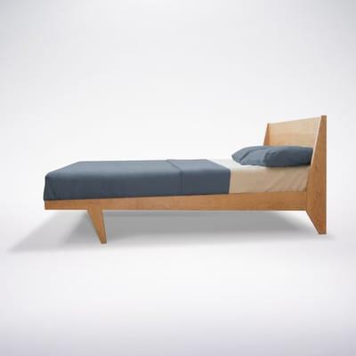 Mid century modern platform bed side view