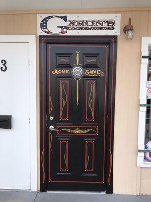 Dan and Vicki, local Kingman artists, painted the front door of our shop to look like an olde time safe.