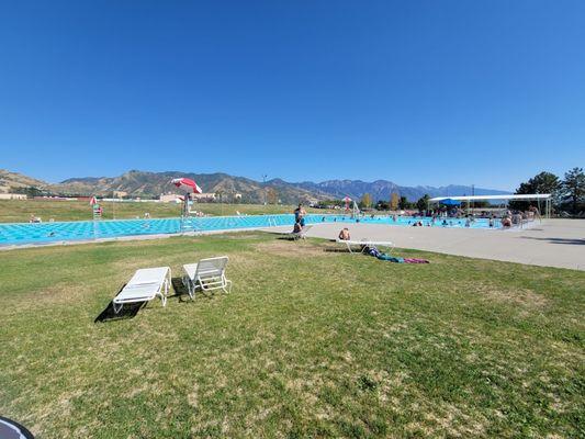 Outdoor pool, kids area to the right.