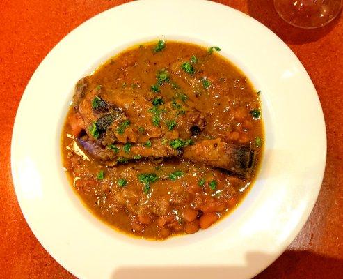 Lamb Tajine a Lamb Shank in a White Bean Stew.