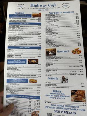 Wide variety of American cafe food